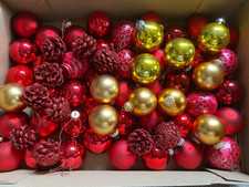 •♥• Weihnachtskugeln Baumschmuck Christbaumkugeln 63 Stück rot gold •♥•