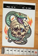 Alter Aufkleber Sticker Totenkopf Schlange 80er Jahre Comic Deko