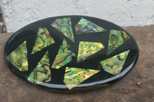 Abalone Vintage Perlmutt Mosaik Gürtelschnalle Wechselschnalle BeltBuckle 11x7cm