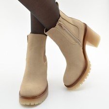 Damen Schuhe Stiefel Stiefeletten Boots Beige Cowboy Biker Nieten Herbst Neu