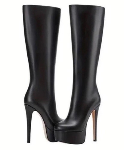 Damen leder stiefel schwarz - leder,