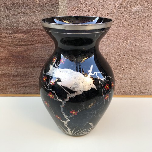 Vase schwarzglas hyalithglas - vase,