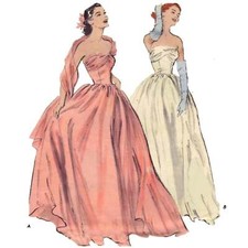 1950s Muster,Trägerlos Knäuel Abendkleid,Ball Kleid ,Braut Abendkleid - Bust =