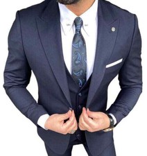 Designer Businessanzug Hochzeitsanzug Blau Herrenanzug Sakko Tailliert Slim Fit