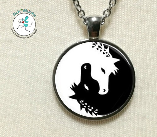 Anhänger yin yang pferde - yin,