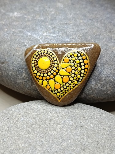 Bemalter stein herz mandala - stein,, herz,