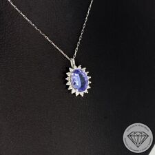 Wert 750 € Brillant Tansanit Anhänger mit Kette in 900 Platin