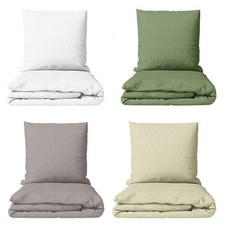 Bettwäsche Baumwolle 135x200 Musselin luftig Modern Uni 155x220 Knopfverschluss