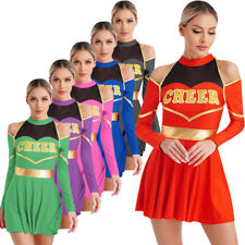 DE Damen Cheerleading Kostüm Schulmädchen Schule Uniform Kleider Mini TanzKleid