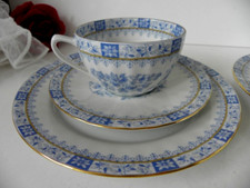 2 Gedecke  Tee-Kaffee 3tlg. China Blau Kronester Bavaria Germany