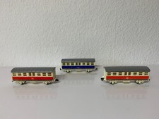 C 1) Lima H0 3 Stück Personenwagen DB und SNCF rot beige + blau beige 14 cm Lang