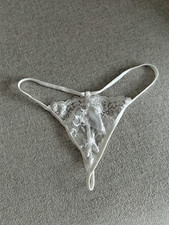 Sexy Micro String Tanga florale Spitze transparent weiss 36 S Luxus