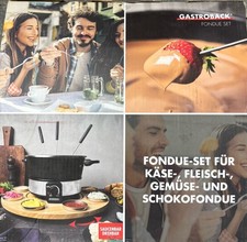 GASTROBACK 42566 Fondue Set Käsefondue Schokofondue Holzdrehteller 800 Watt
