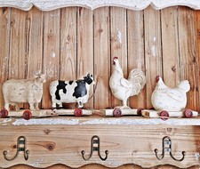 ❀ Bauernhoftiere Clayre Eef Huhn Hahn Kuh auf Rädern Nostalgie Vintage Tiere GWO
