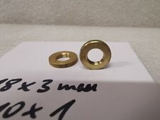 50 Messing Rändelmuttern Rundmuttern 18x3mm M10x1 Gewinde Unterlegscheibe