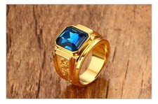 62  19,7mm Ring Fingerring Herrenring Gold Goldring Siegelring Edelstahl  Drache