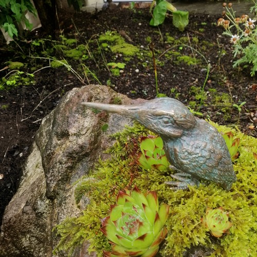Gartenfigur bronze eisvogel - gartenfigur,