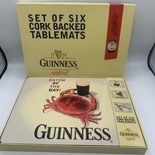 Retro Guinness Tischsets mit Korkrücken 6er-Set verpackt sehr guter Zustand Brauerei Mann Höhle Bar