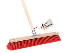 Straßenbesen 60cm Breit Kunststoff-Borsten Besen rot Kehrbesen mit Stiel 140cm