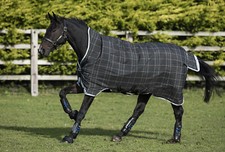 Horseware Rhino Wug Turnout 100g Black Grey/White Chk & Gray Größe: 165 cm.