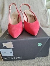 Paola FerriPumps Slingpumps Gr. 39  Leder Wildleder rot koralle nur 1x getragen