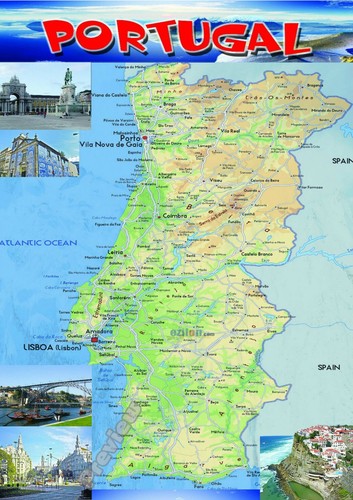 Portugal karte poster - portugal,