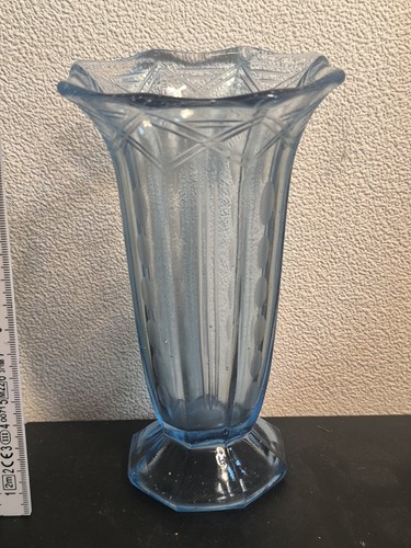 Art deco pressglas - deco, blau