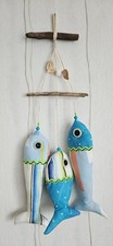 3 große Fische aus Stoff Treibholz Muscheln Geschenk Wand Fensterdeko mobile