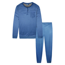 Herren Pyjama Schlafanzug blau