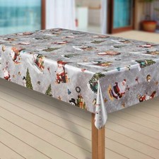 Wachstuch-Tischdecken Abwaschbar Weihnachtsmann grau/rot rechteckig
