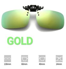 Überbrille Brille Clip-on Spiegel GOLD Sonnenbrille polarisiert hochklappbar