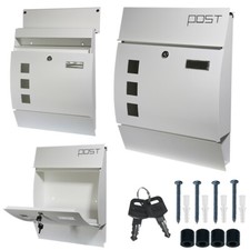 Briefkasten Wandbriefkasten Postkasten Postfach inkl. Zeitungsrolle Weiß U2