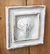 Wandrelief Muschel Relief Holzrelief maritim Handarbeit Wand Deko shabby weiss