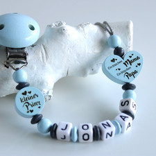 Schnullerkette mit Namen Junge ein bisschen Mama ein bisschen Papa kleiner Prinz