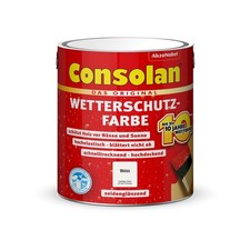 Consolan Wetterschutzfarbe 5 l Weiß Deckend Außen Dauer Holzschutz