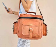 Braune Leder Kameratasche Handgefertigte Profi Tasche für Drohne & DSLR Kamer...