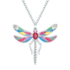 luluandjane Damen Halskette Libelle Messing verziert mit Kristallen von