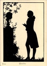 Scherenschnitt Ak Goethe, Büste, Schloss Tiefurt - 4381485