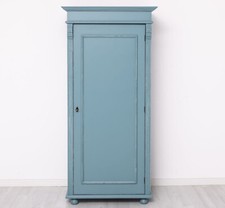 Schrank Kleiderschrank Dielenschrank  Landhaus Antik Stil Massiv türkis schmal