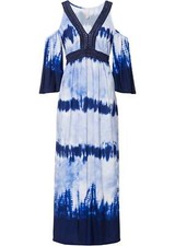 Neu Maxikleid Gr. 32/34 Blau Hellblau Bedruckt Damen Maxi-Dress Freizeit-Kleid