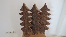 Weihnachtsdeko aus Holz Tannenbaum braun mit Rinde massiv Handgefertigt