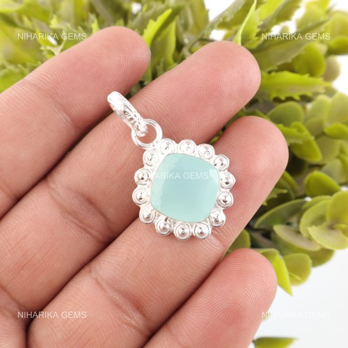 Anhänger mit aqua chalcedon - aqua,