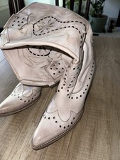 GEOX Cowboy Stiefel 39 in Weiß Natur Meliert Leder Country Sommer Party