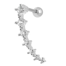 Helix Piercing mit Strass-steinen geschwungen rechts links Ohrstecker Edelstahl