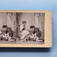 Stereoview Card 3D C1890 Victorian Pantomime Theatre Cindrella Prince Charming