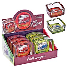 VW Glas Aschenbecher Volkswagen 9cm Champ Glasaschenbecher Eckig Ascher massiv