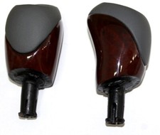 Schaltknauf Holz + Leder Grau