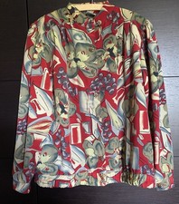 Eyecatcher Retro- Oversize Blusen-Jacke CANDA 48 goldfarbene Blumenknöpfe TOP