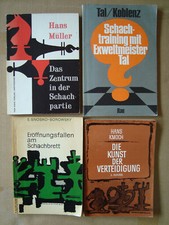4 x SCHACHLEHRBÜCHER (Hans Müller Kmoch Tal/Koblenz Snosko) Zentrum Schachpartie