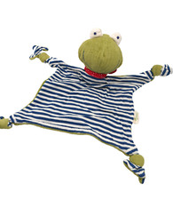 Schmusetuch Frosch - Sigikid grün ca. 25 cm blau weiß gestreift mit Halstuch